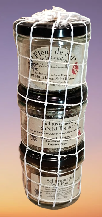 Trio "gros sels aromatisés" et fleur de sel