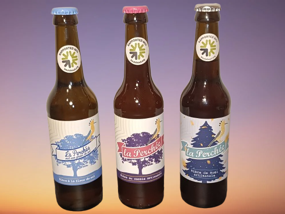Les bières bio 33 et 75cl. A la fleur de sel, aux myrtilles, de Noël